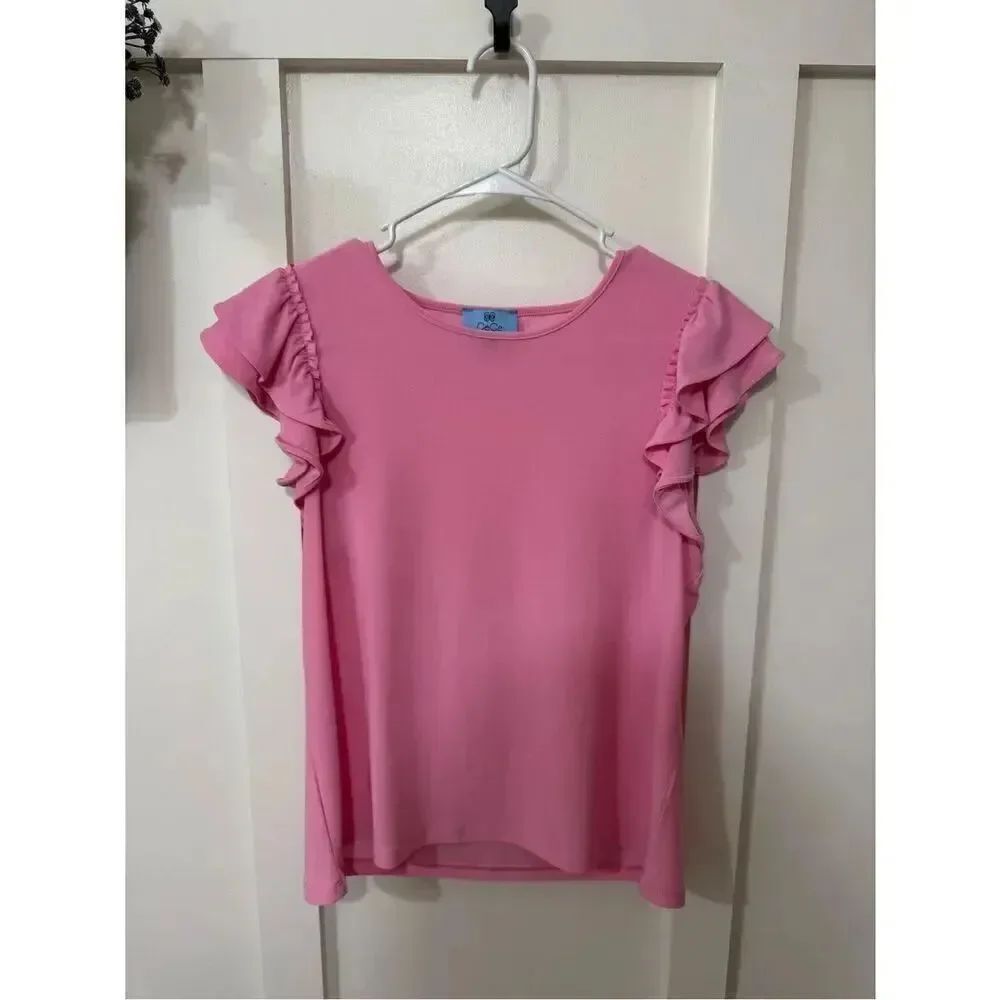 CeCe Coral Pink Ruffle Sleeve Blouse